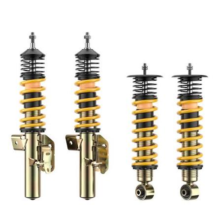 Set of four coilovers with yellow springs and zinc-plated bodies