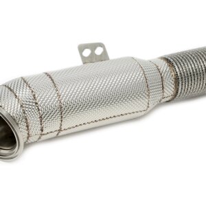 TC downpipe with sports catalytic converter and heat shield, for models with GPF – for BMW B58 Gen2 (M240i G42, M340i G20, 540i, Z4 M40i, 840i) and Toyota Supra A91