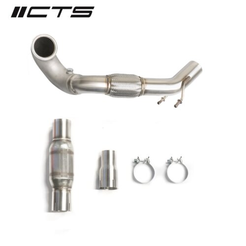 CTS Turbo downpipe with high-flow catalyst for VW Golf VII, Audi A3 8V, Jetta GLI