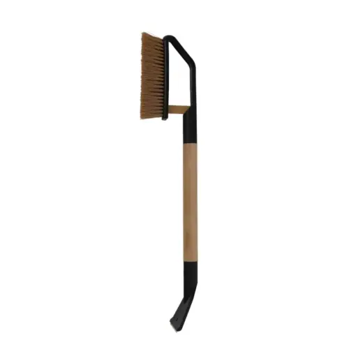 Einparts snow brush with ice scraper 70 cm, brass blade, straight wooden handle, 1 pc