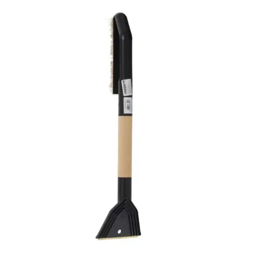 Einparts snow brush with ice scraper 55 cm, brass blade, straight wooden handle, 1 pc