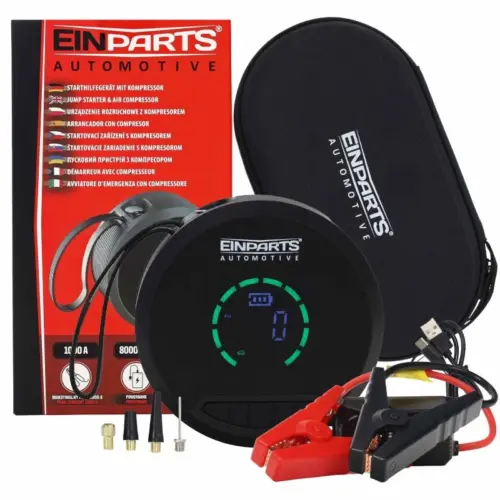 Einparts cordless 3-in-1 compressor with jump start and power bank, 150 PSI, 8000 mAh