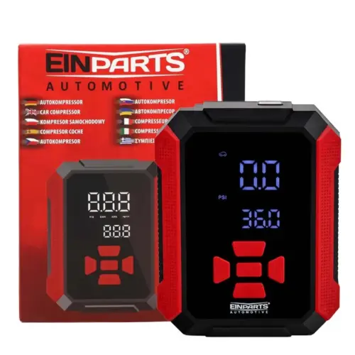 Einparts 12 V 75 W car compressor with LCD and LED light, 150 PSI, 23 l/min