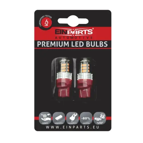 Einparts LED bulbs W21/5W CANbus red 1000 K 30x SMD 3020, pair