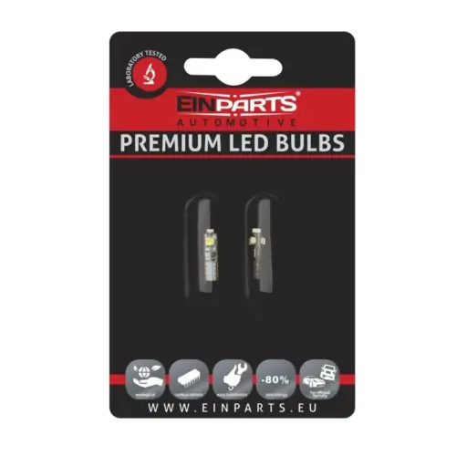 Einparts LED bulbs T5 6000 K 3× SMD 3528, pair