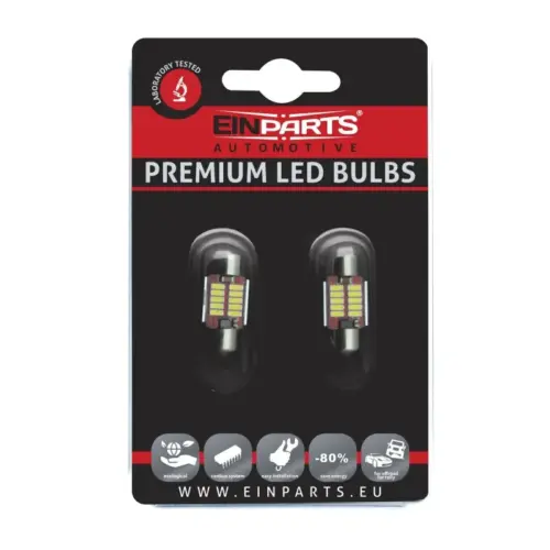 Einparts LED festoon bulbs C5W 12/24 V CANbus 6000 K 10× SMD 4014, pair