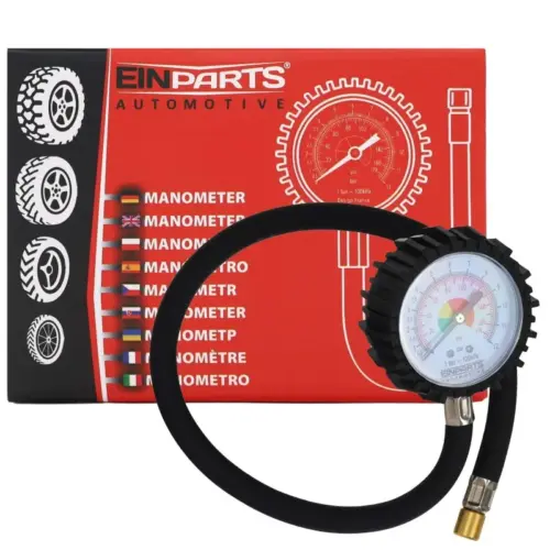 Einparts analogue tyre pressure gauge 0–170 PSI with hose, 1 pc