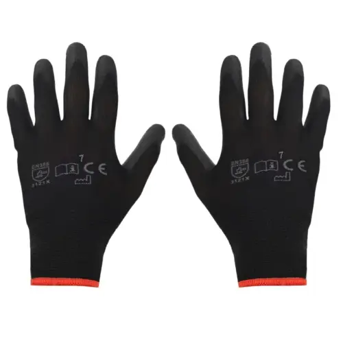 Einparts latex-coated work gloves, size S/7, black, EN 388, pair