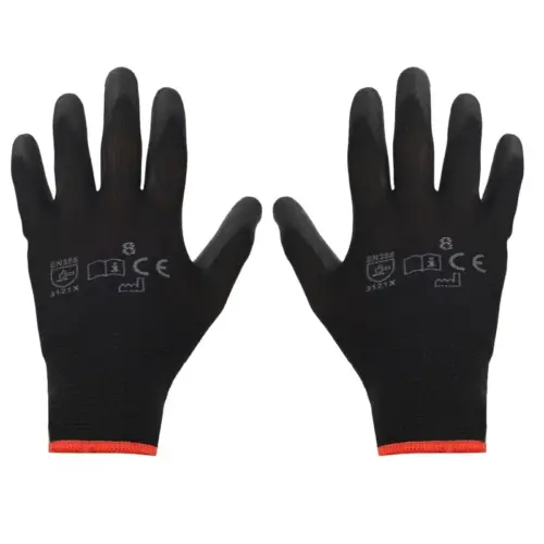 Einparts latex-coated work gloves, size M/8, black, EN 388, pair