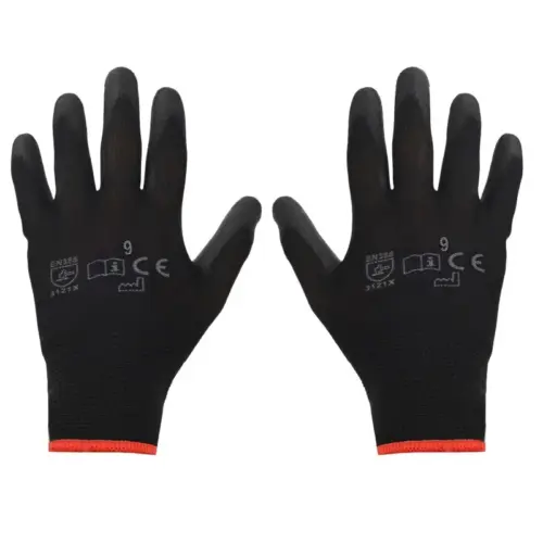 Einparts latex-coated work gloves, size L/9, black, EN 388, pair