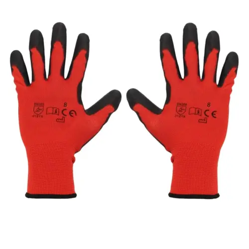 Einparts latex-coated work gloves, size M/8, red, EN 388, pair