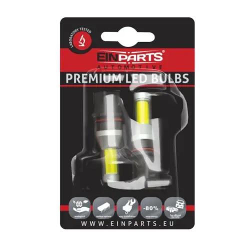 Einparts LED bulbs 9–32 V 6000 K 1× COB 360°, pair