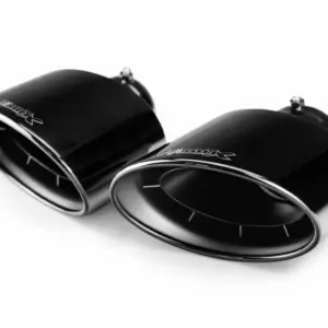Bull-X Type 23 oval exhaust tips, black PVD RS 170x112x200 mm, 2x76 mm connection